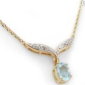 1.92 CT Blue Topaz & Diamond 18KGP Designer Necklace